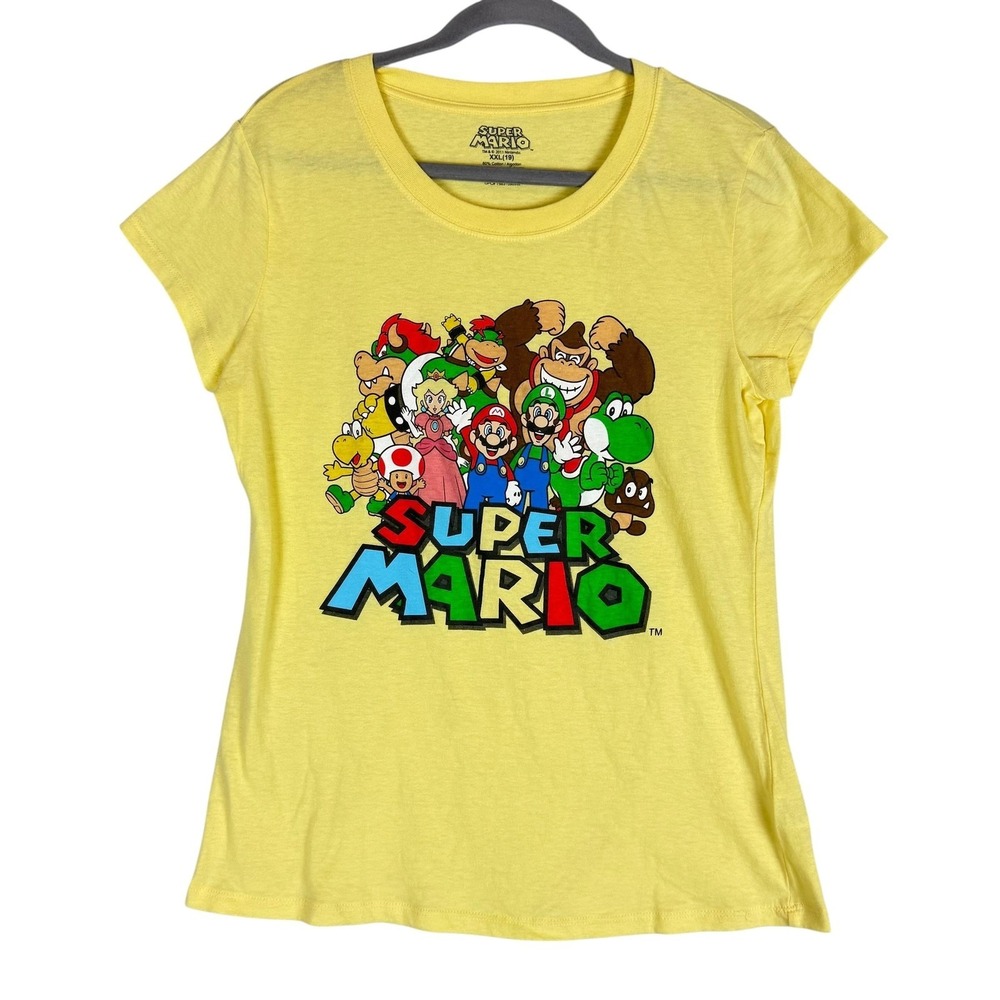 Super Mario Shirt Juniors XXL 19 Yellow Character Graphic Short Sleeve Tee